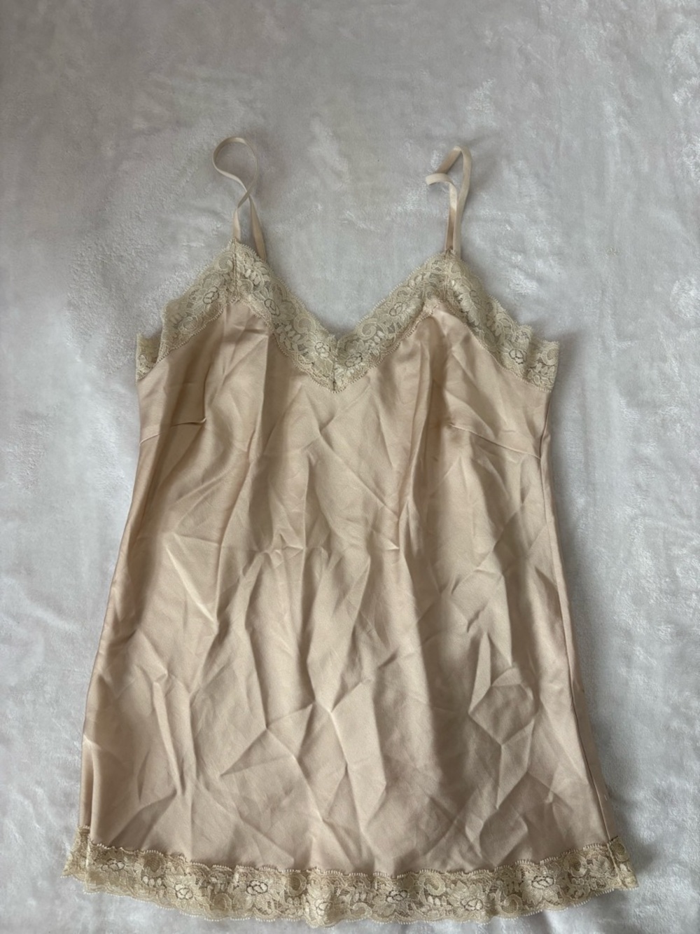 Amelie Folies Lace Trim Slip tank top in Beige